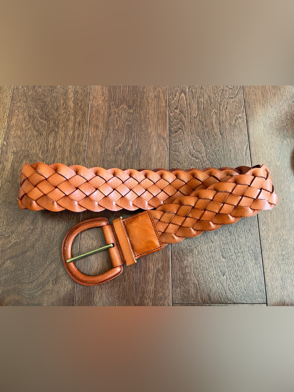 Banana Republic Woven Leather Belt in Cognac //Size Small